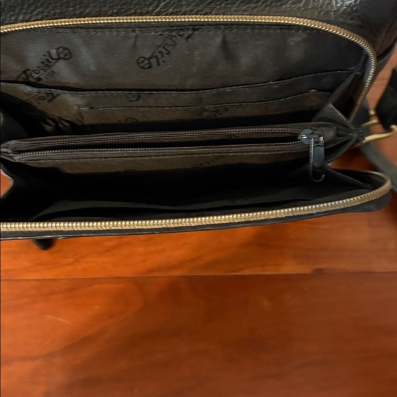 Vintage Fossil Black Pebbled Leather Crossbody Bag Style # 75082 purse handbag - Picture 7 of 11